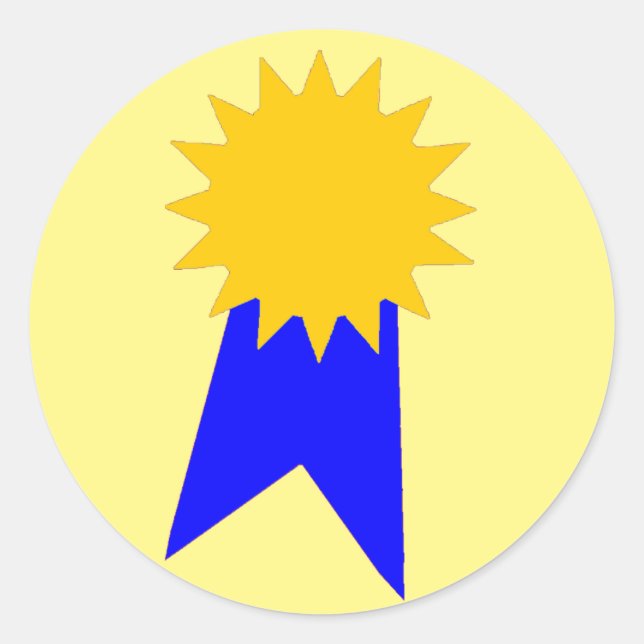 Simple Blue Ribbon Gold Star Classroom Stickers (Front)