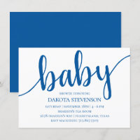 Simple Blue Script | Cerulean Flourish Baby Shower