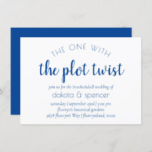 Simple Blue Script   Cerulean One with Plot Twist Invitation
