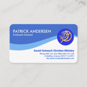 Simple Blue Sea Waves Ichthus Fish Business Card