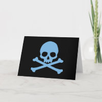 Simple Blue Skull and Crossbones