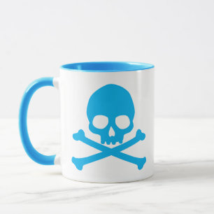 Simple Blue Skull and Crossbones Mug