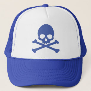 Simple Blue Skull and Crossbones Trucker Hat
