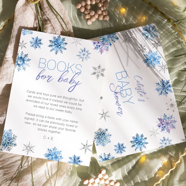 Simple Blue Snowflake Baby Shower Book Request Enclosure Card (Creator Uploaded)