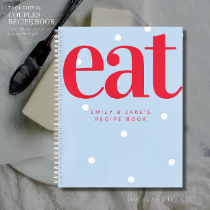 Simple Blue Spot Couples Engagement Gift Recipe Notebook