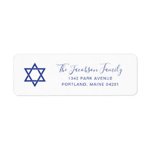 Simple Blue Star of David Hanukkah Return Address