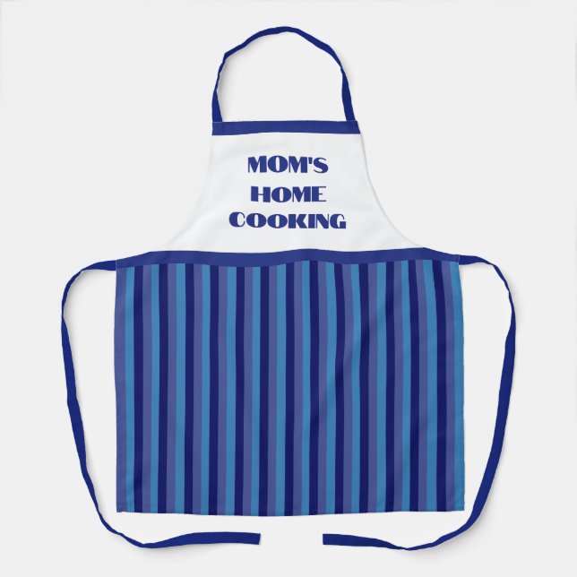 Simple Blue Stripe Mum's Home Cooking Apron (Front)