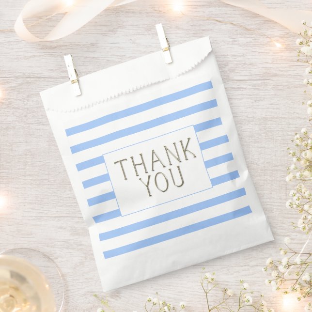 Simple Blue Striped Baby Boy Thank You    Favour Bags (Clipped)