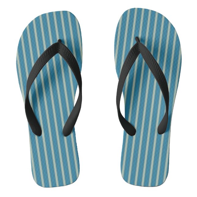 Simple Blue Summer Stripe Sandals Flip Flops  (Footbed)
