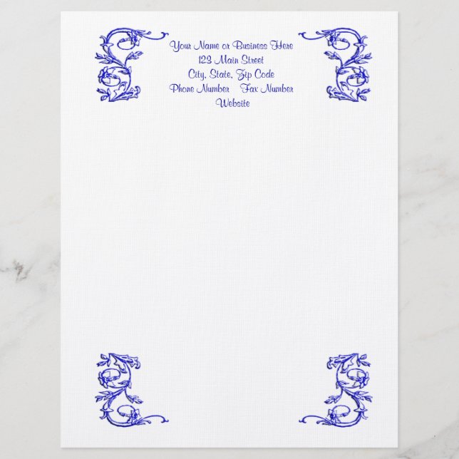 Simple blue swirl elegant letterhead design (Front)