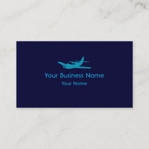 Simple blue theme aeroplane custom business cards