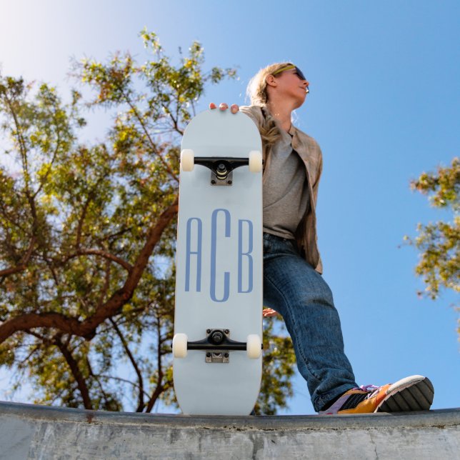 Simple Blue Three Letter Monogram Skateboard (Outdoor 1)