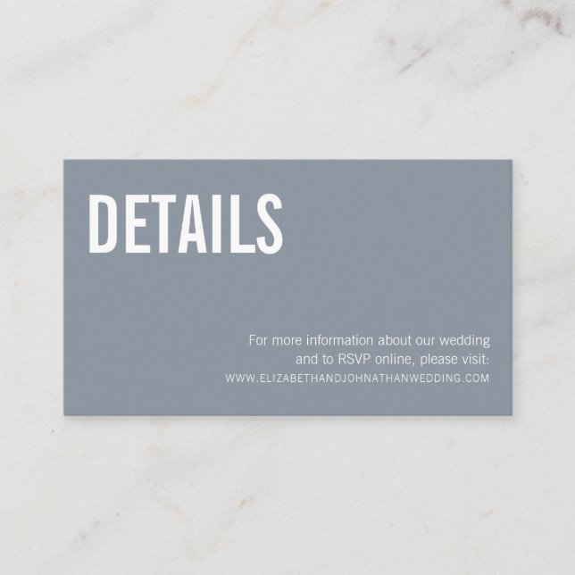 Simple Blue Typography Wedding Website Details Enclosure Card (Front)