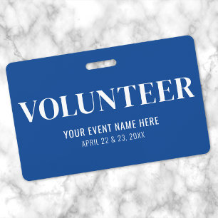 Simple Blue Volunteer ID Badge
