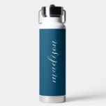 Simple Blue  Water Bottle<br><div class="desc">A simple stylish custom monogram design with a modern minimalist handwritten script typography paired with a block typography in White on an elegant pastel blue background. The monogram name can easily be personalised to make a design as unique as you are! The perfectly personal gift or accessory for any occasion!...</div>