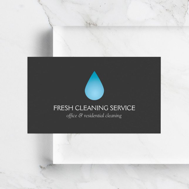 Simple Blue Water Drop Cleaning, Pressure Washing Business Card (Creator Uploaded)