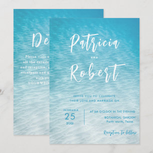 Simple Blue Water Wedding Invitation Design
