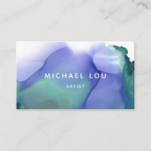 Simple Blue Watercolor Trendy Modern Business Card