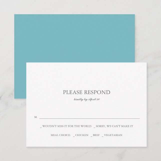 Simple Blue Wedding RSVP Cards (Front/Back)