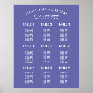 Simple Blue Wedding Seating Chart
