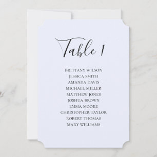 Simple blue wedding seating chart. Modern script Invitation