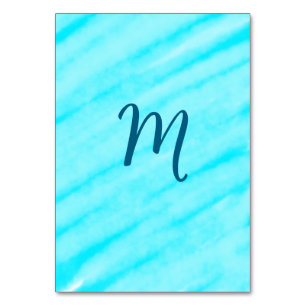 simple blue whi watercolor lines add your monogram table number