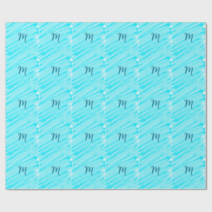 simple blue whi watercolor lines add your monogram wrapping paper
