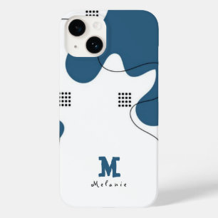 Simple blue white Abstract minimal art Monogram  Case-Mate iPhone 14 Case
