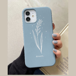 Simple Blue White Aesthetic Floral Personalised iPhone 14 Case