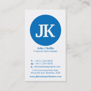 Simple blue & white circle finance business card