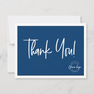 Simple Blue White Company Logo Social Thank You