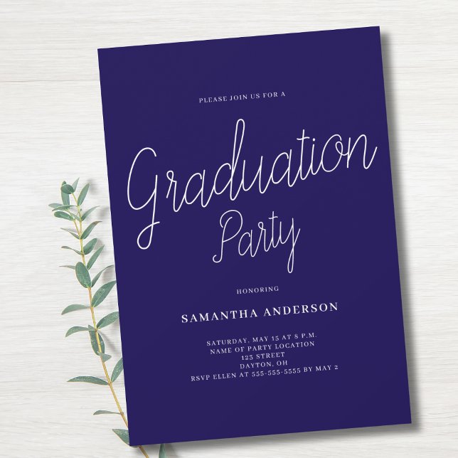 Simple Blue White Graduation Party  Invitation (Creator Uploaded)