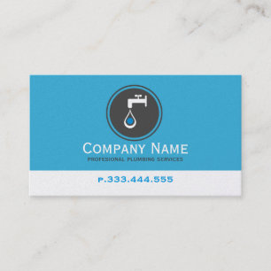 Simple Blue White & Grey Plumbing Services Business Card