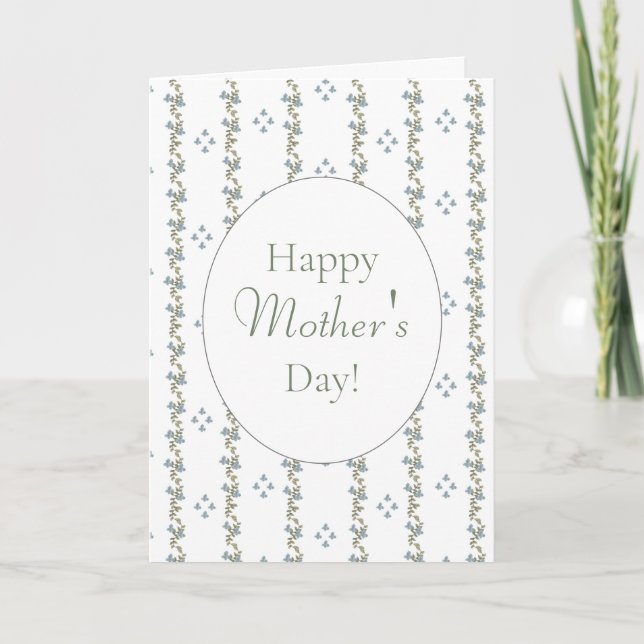 Simple Blue & White Painted Happy Mothers Day Card (Front)