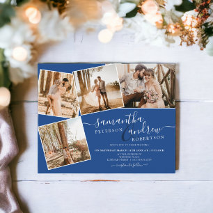 Simple blue white script 5 photos budget wedding