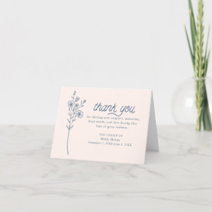 Simple Blue Wildflower Sympathy Thank You Folded Card