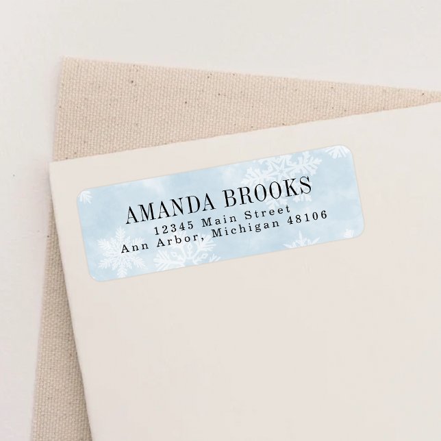 Simple Blue Winter Snowflakes Return Address (Creator Uploaded)