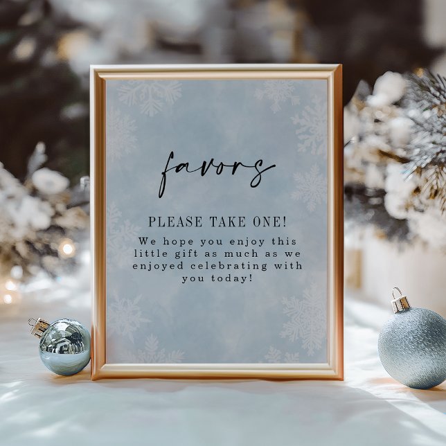 Simple Blue Winter Snowflakes Shower Favour Poster (Creator Uploaded)