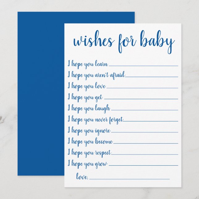 Simple Blue Wishes | Cerulean Keepsake Card (Front/Back)