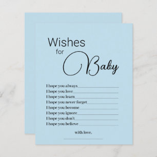 Simple Blue Wishes for Baby Shower Game