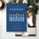 Simple Blue Yellow Candles Happy Hanukkah Photo Holiday Card<br><div class="desc">If you need any further customisation please feel free to message me on yellowfebstudio@gmail.com.</div>