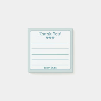 Simple Blue Your Name And Hearts Thank You Post-it Notes