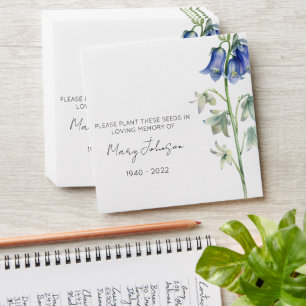 Simple Bluebell Memorial Funeral Seed Envelope
