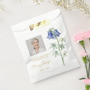 Simple Bluebell Photo Funeral Seed Favour Bags