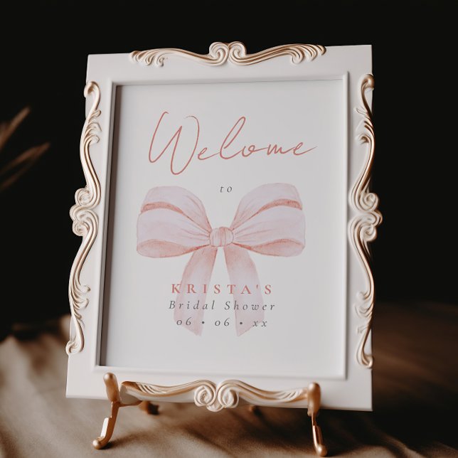 Simple Blush Coquette Bow Bridal Shower Welcome Poster (Creator Uploaded)
