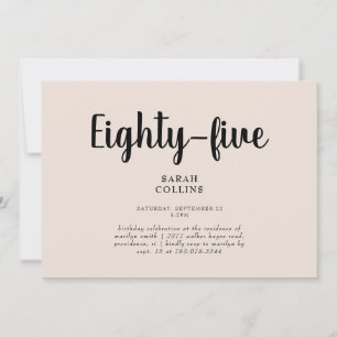 Simple Blush Floral 85th Birthday Party Invitation