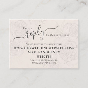 Simple Blush Floral Calligraphy Script   QR Code  Enclosure Card