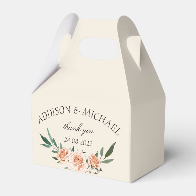 Simple Blush Floral Wedding  Favour Box (Front Side)