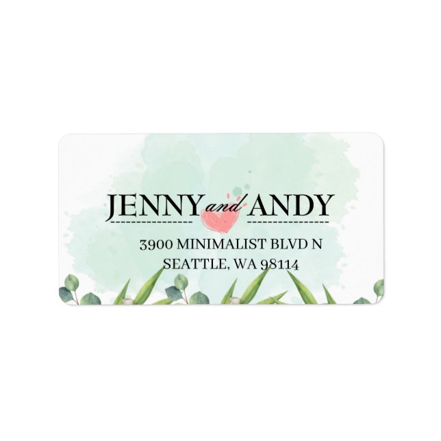 Simple Blush Greenery Succulent Wedding Address  L Label (Front)