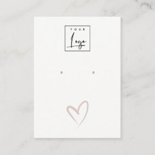 Simple Blush Heart Stud Wave Earring Logo Display  Business Card